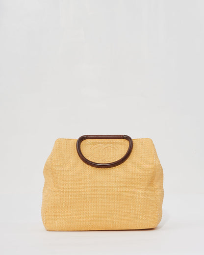 Chanel Beige Raffia Top Handle Tote