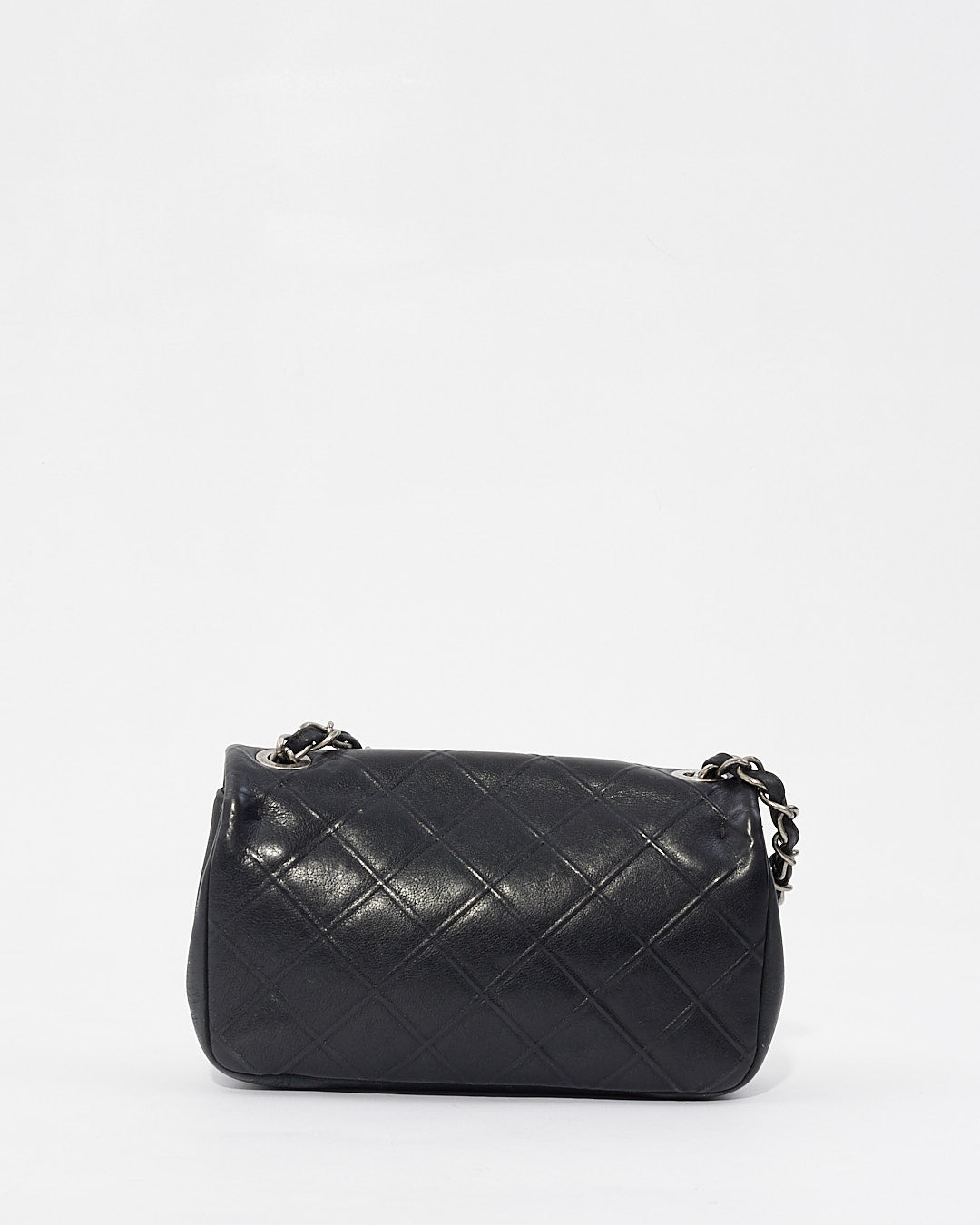 Chanel Black Leather Crossbody Messenger Bag with Gunmetal Hardware