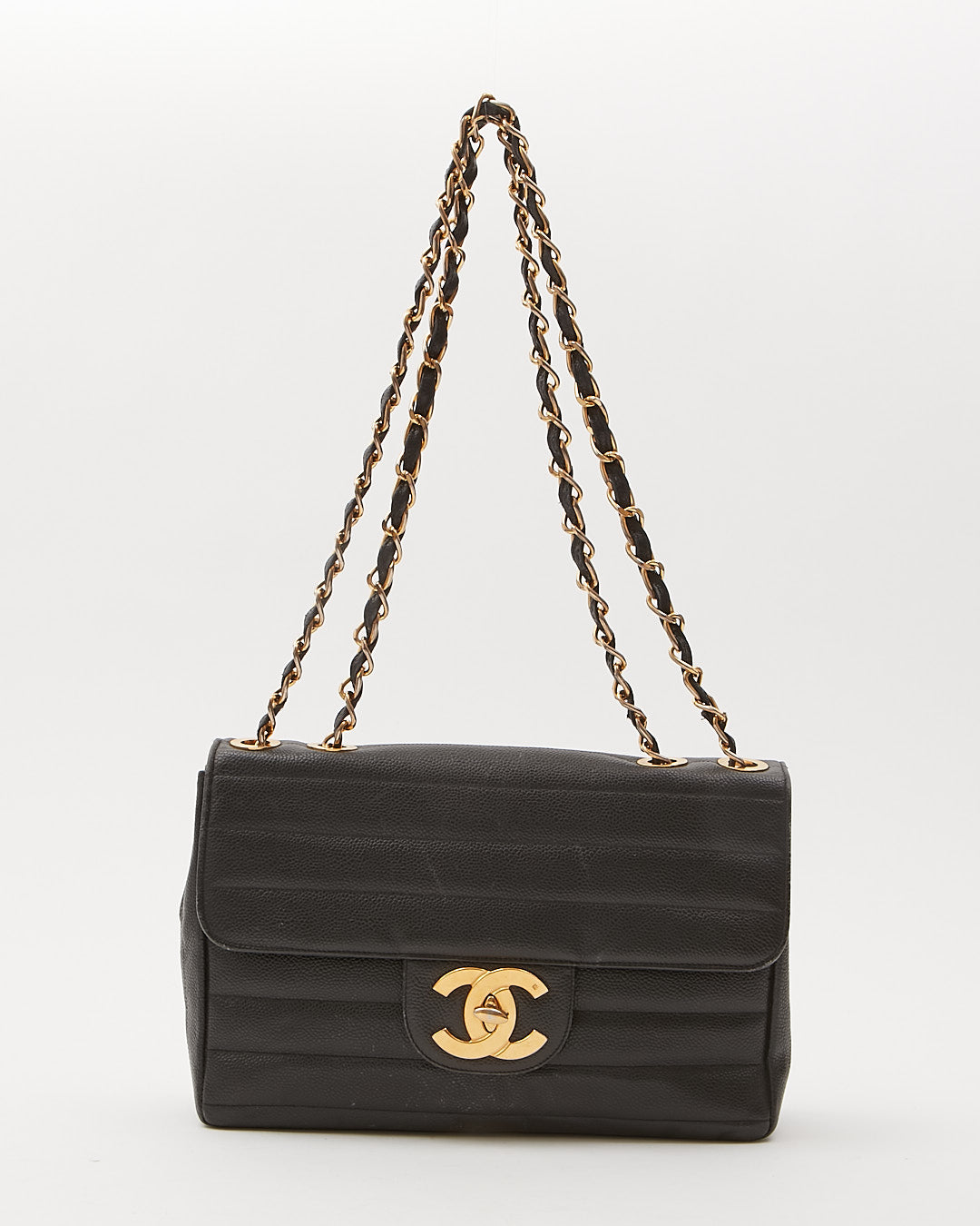 Chanel Black Caviar Vertical XL Jumbo Flap Bag