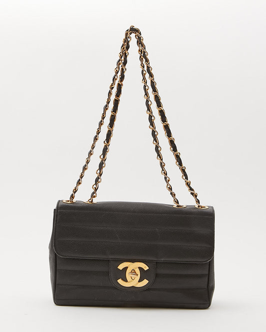 Chanel Black Caviar Vertical XL Jumbo Flap Bag
