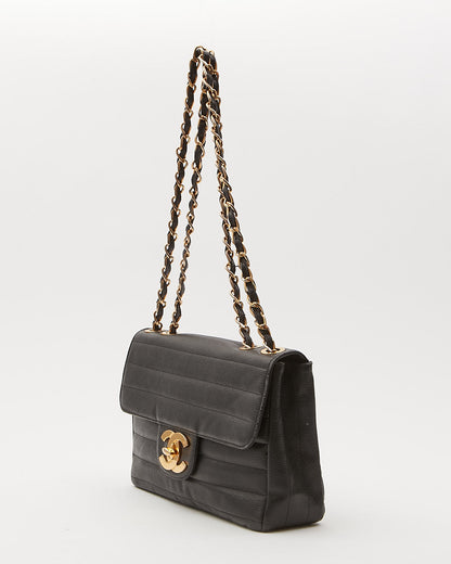 Chanel Black Caviar Vertical XL Jumbo Flap Bag