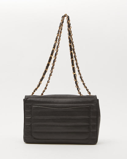 Chanel Black Caviar Vertical XL Jumbo Flap Bag