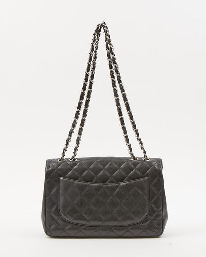 Chanel Black Caviar Quilted Jumbo Classic Single Flap Bag
