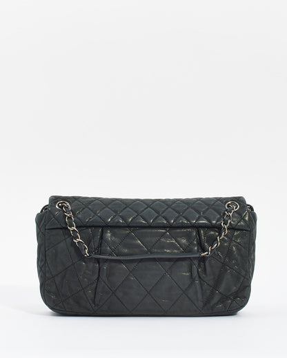 Chanel Black Quilted Iridescent Leather East West Single Flap Bag