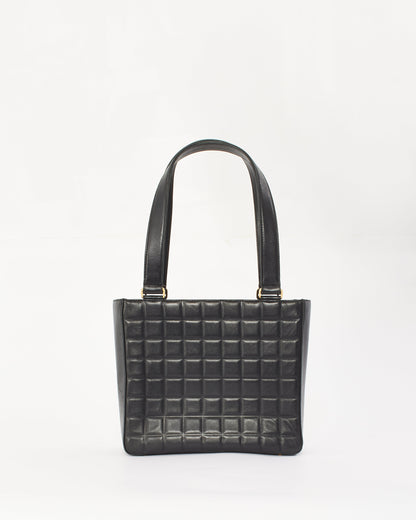 Chanel Black Leather E/W Chocolate Bar Tote Bag