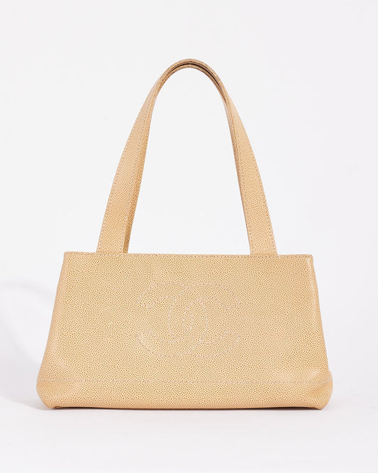 Chanel Beige Caviar Leather CC Logo Tote