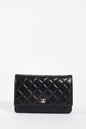 Chanel WOC Lambskin Leather Black Silver Chain Crossbody Style