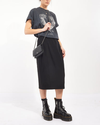 Chanel WOC Lambskin Leather Black Silver Chain Crossbody Style