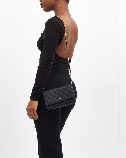 Chanel WOC Caviar Leather Black Gold Chain Crossbody
