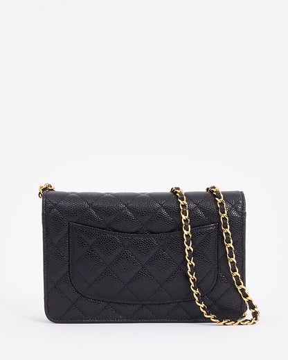Chanel WOC Caviar Leather Black Gold Chain Crossbody