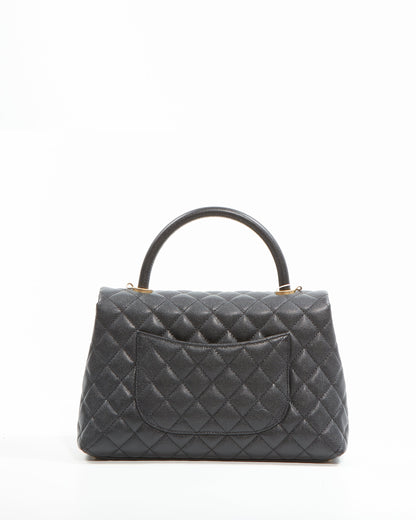 Chanel Black Caviar Medium Quilted Coco Handle Flap Bag