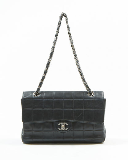 Chanel Black Lambskin Chocolate Bar Single Flap Bag