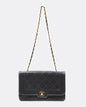 Chanel Black Lambskin Leather Quilted 24K Gold Diana Flap Bag