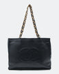 Chanel Black Lambskin 24K Gold Chain Interlocking CC Tote Bag