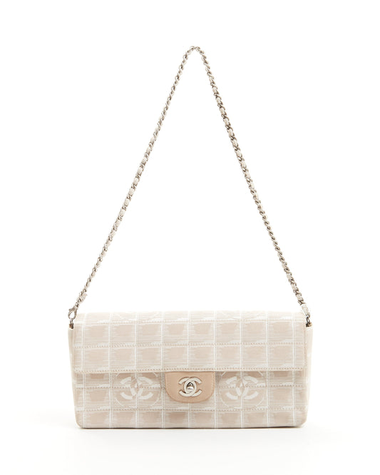Chanel Beige Canvas New Travel Line East West Flap Bag
