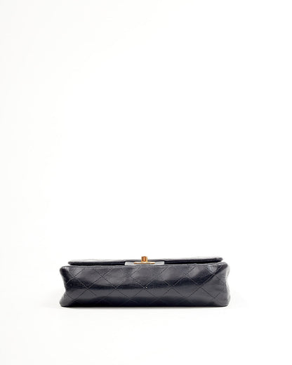 Chanel Black Lambskin 24K Gold Plated Small Classic Double Flap Bag