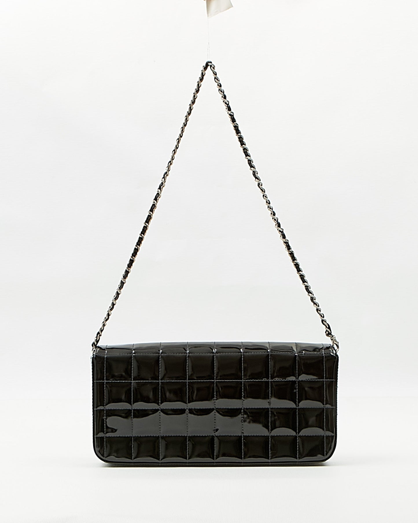 Chanel Black Patent Chocolate Bar Chain Shoulder Bag