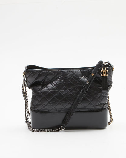 Chanel Black Aged Calfskin Large Hobo Gabrielle Bag