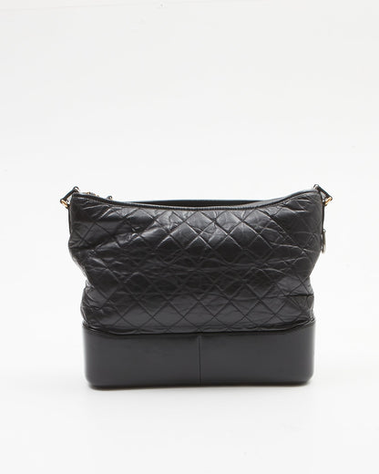 Chanel Black Aged Calfskin Large Hobo Gabrielle Bag