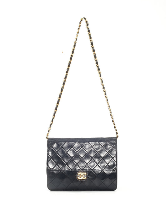 Chanel Black Lambskin Coco Flap Chain Bag