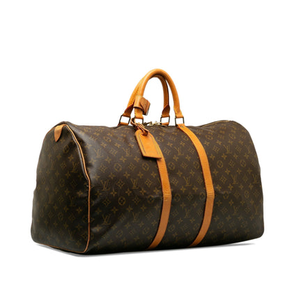 Brown Louis Vuitton Monogram Keepall 55 Travel Bag