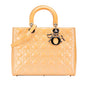 Brown Dior Large Patent Cannage Lady Dior Satchel