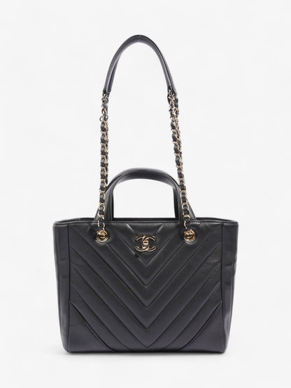Chanel Shopping Tote Black Calfskin Leather Small