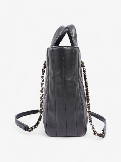 Chanel Shopping Tote Black Calfskin Leather Small