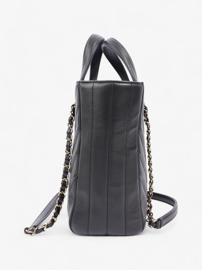Chanel Shopping Tote Black Calfskin Leather Small