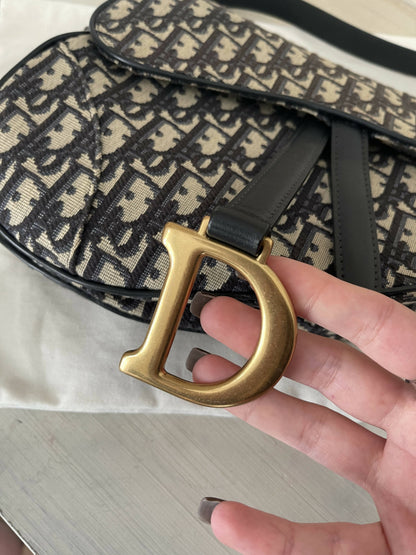Christian Dior Saddle Oblique Medium Shoulder Bag In Jacquard