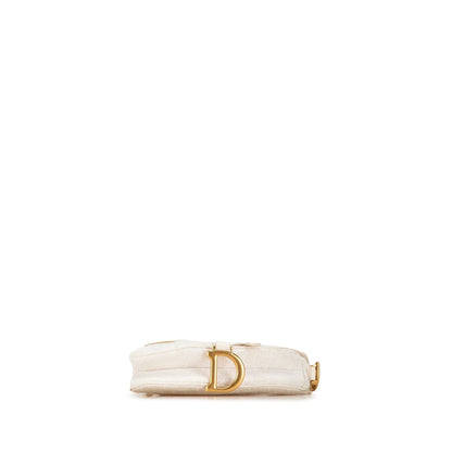 White Dior Mini Oblique Canvas Saddle Bag Satchel