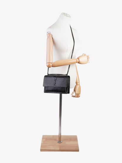 Saint Laurent Sunset Leather Black Shoulder Bag Style 12