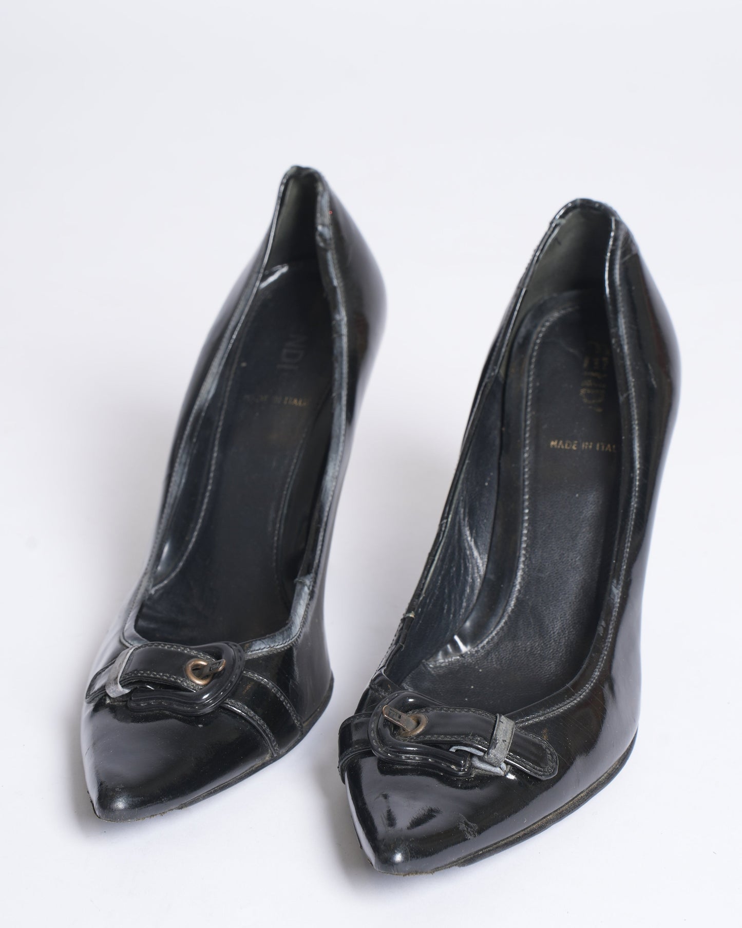 Fendi Decollete Vernice Black Patent Heels