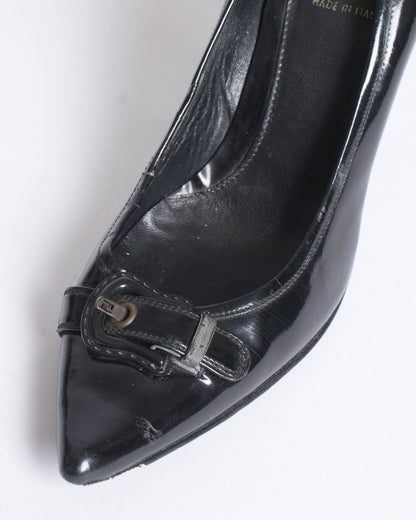 Fendi Decollete Vernice Black Patent Heels