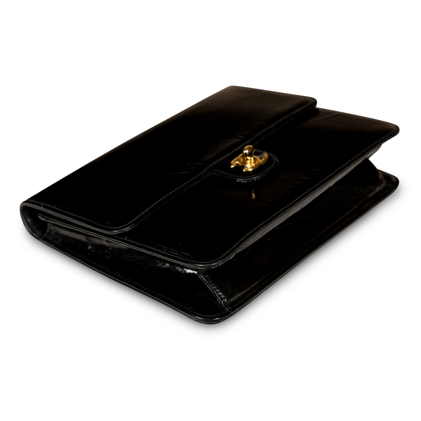 Chanel Classic Clutch On Chain - Patent Black