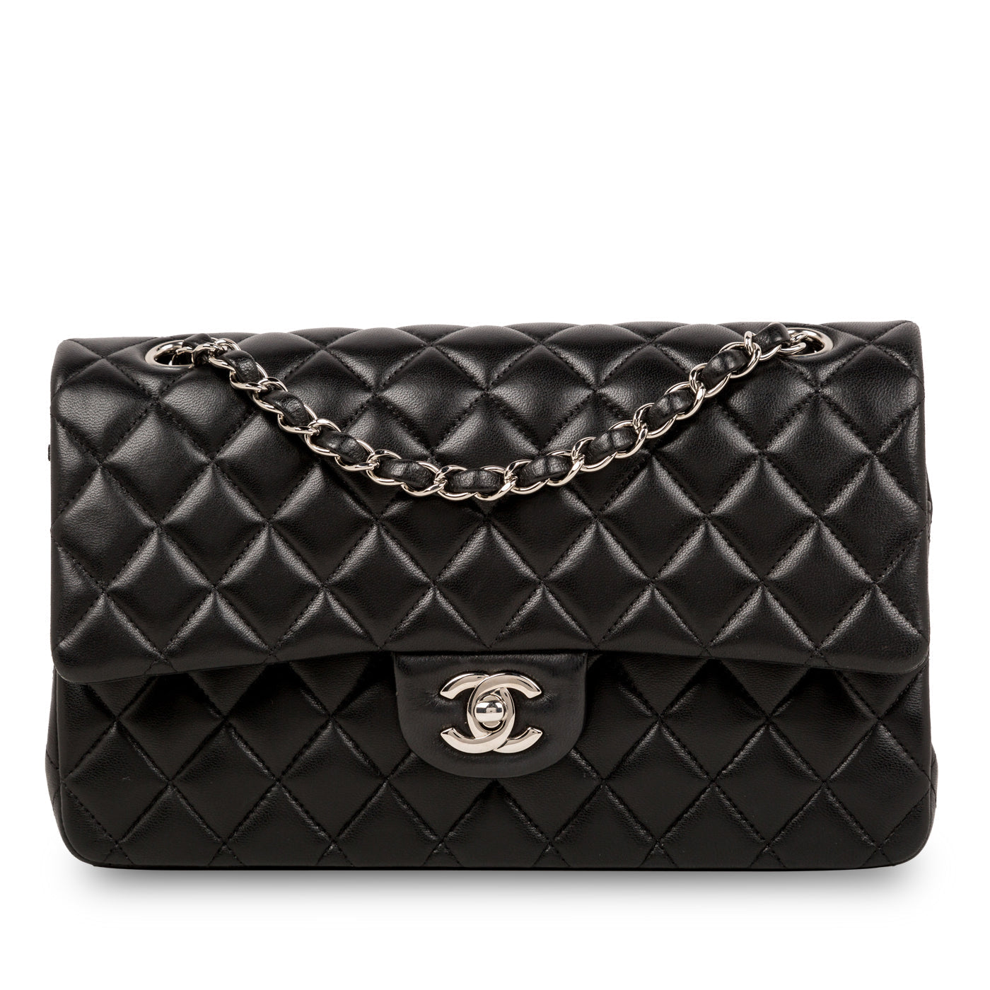 Chanel Classic Flap Lambskin Black Shoulder Bag Style 123