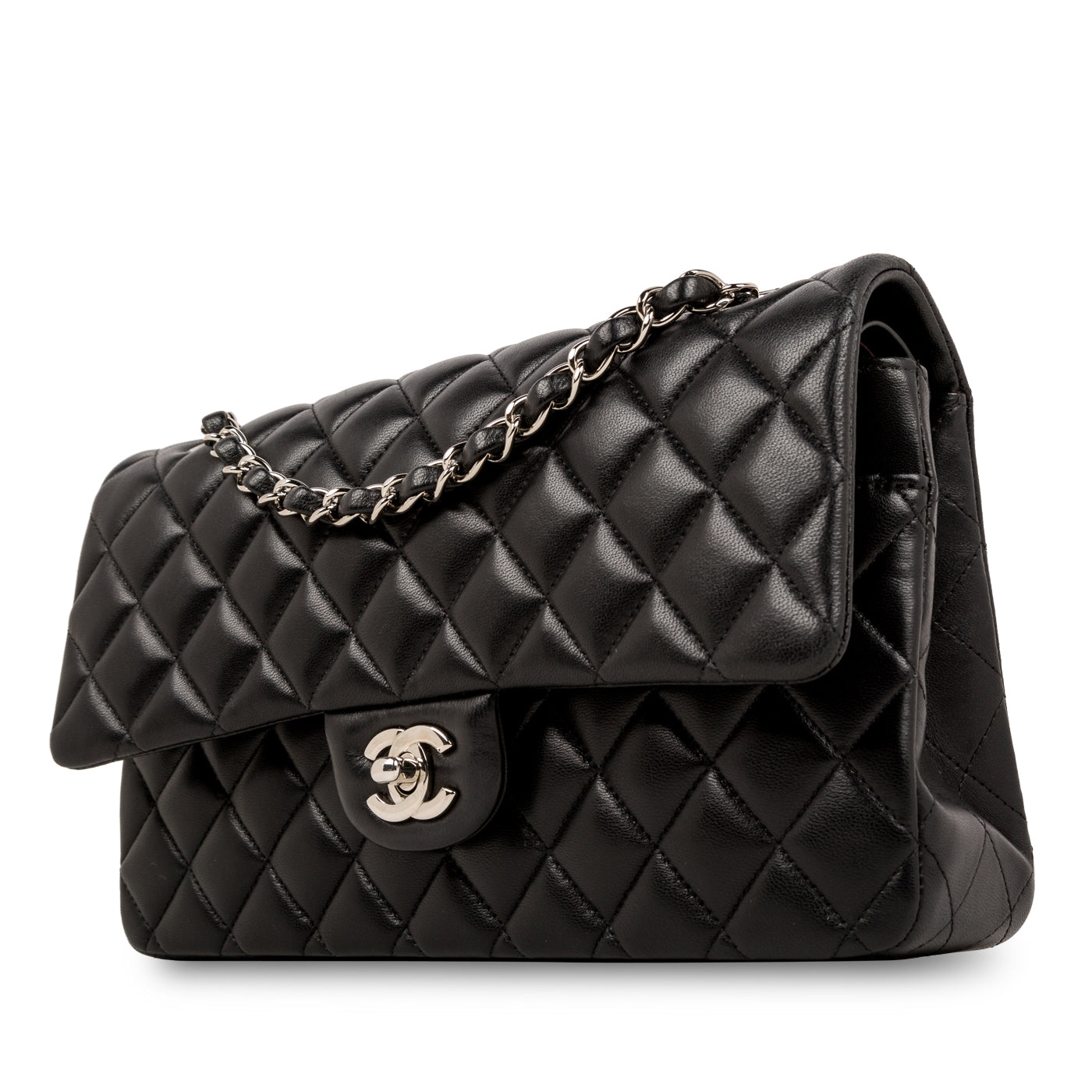 Chanel Classic Flap Lambskin Black Shoulder Bag Style 123