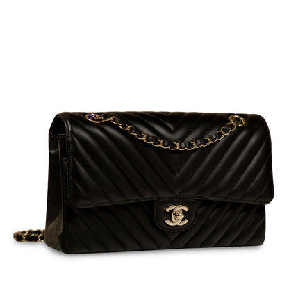 Chanel Classic Flap Lambskin Black Shoulder Bag Style 119