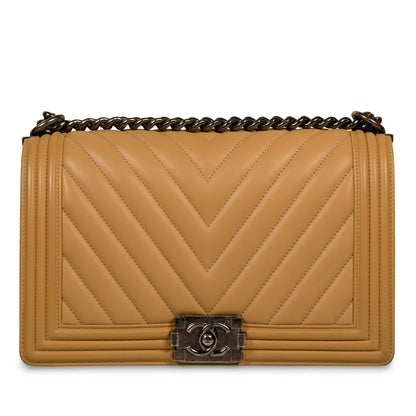 Chanel Boy Bag Lambskin Silver Shoulder Bag Lambskin