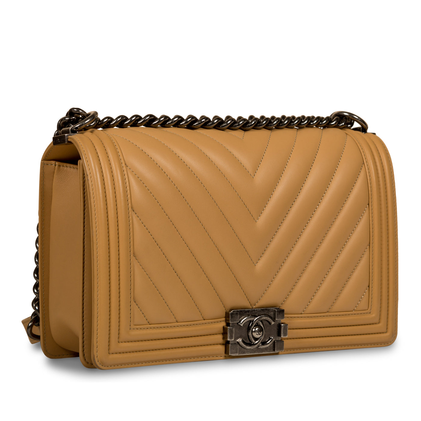 Chanel Boy Bag Lambskin Silver Shoulder Bag Lambskin