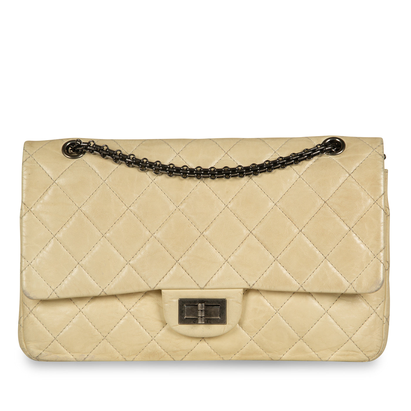 Chanel Classic Flap Calfskin Beige Shoulder Bag