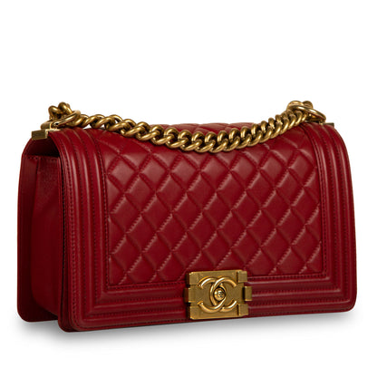 Chanel Boy Bag Lambskin Gold Shoulder Bag Style 10