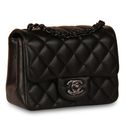 Chanel Classic Flap Lambskin Black Shoulder Bag Style 224