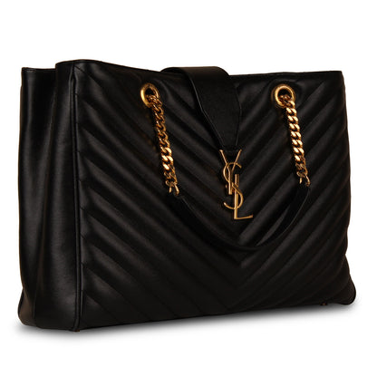 Saint Laurent Cassandre Leather Black Tote Bag