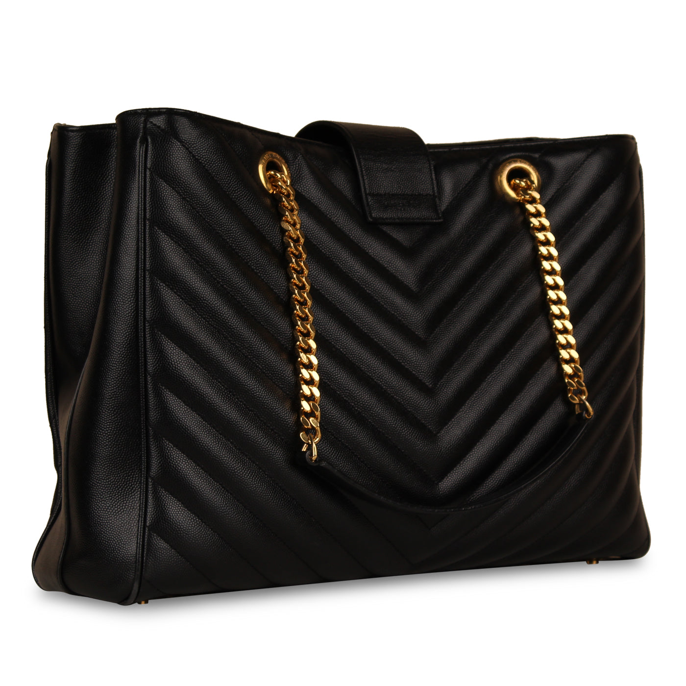 Saint Laurent Cassandre Leather Black Tote Bag