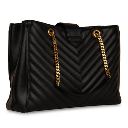 Saint Laurent Cassandre Leather Black Tote Bag