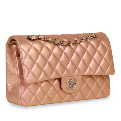 Chanel Classic Flap Lambskin Silver Shoulder Bag Style 19