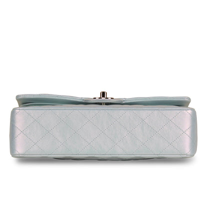 Chanel Classic Flap Lambskin Silver Shoulder Bag Style 18