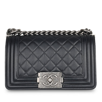 Chanel Boy Bag Lambskin Black Shoulder Bag Style 36