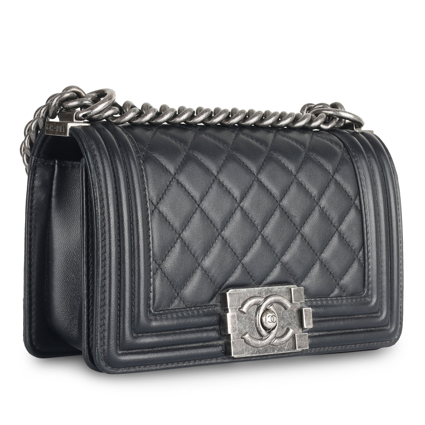 Chanel Boy Bag Lambskin Black Shoulder Bag Style 36